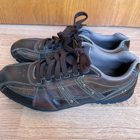SKECHERS MEN’S METEOX BATUM BROWN LEATHER SHOES SIZE 8.5 EUC - Picture 5 of 16